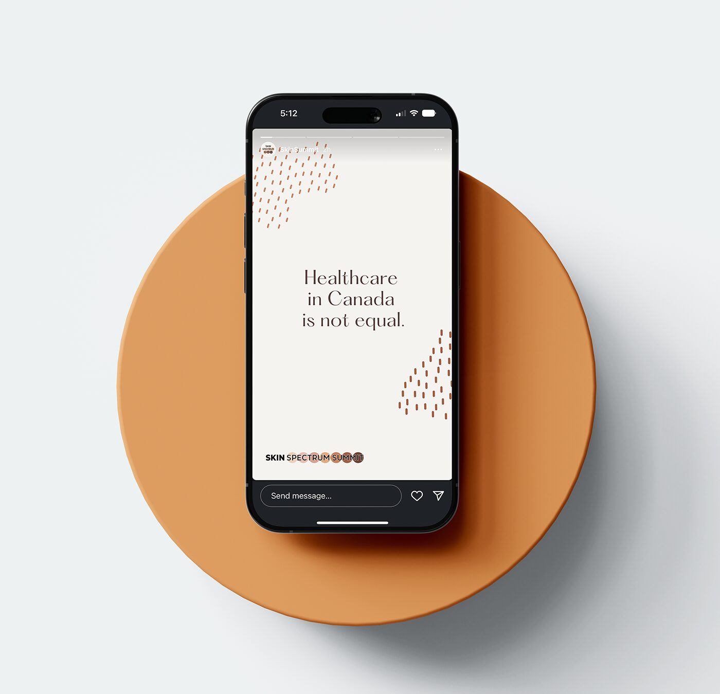 a mockup of a branded instagram post with the text "Healthcare in Canada is not equal"